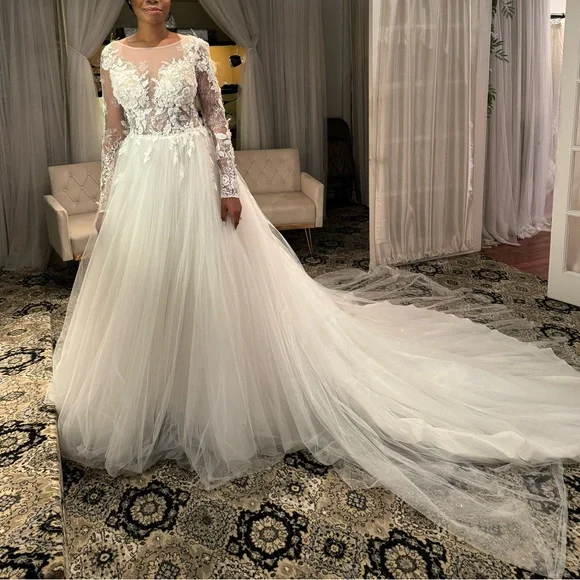 chinese dress ladies A-Line V-Neck Vintage Lace Top Tulle Skirt Beach Wedding Dresses APD2879 main image 1